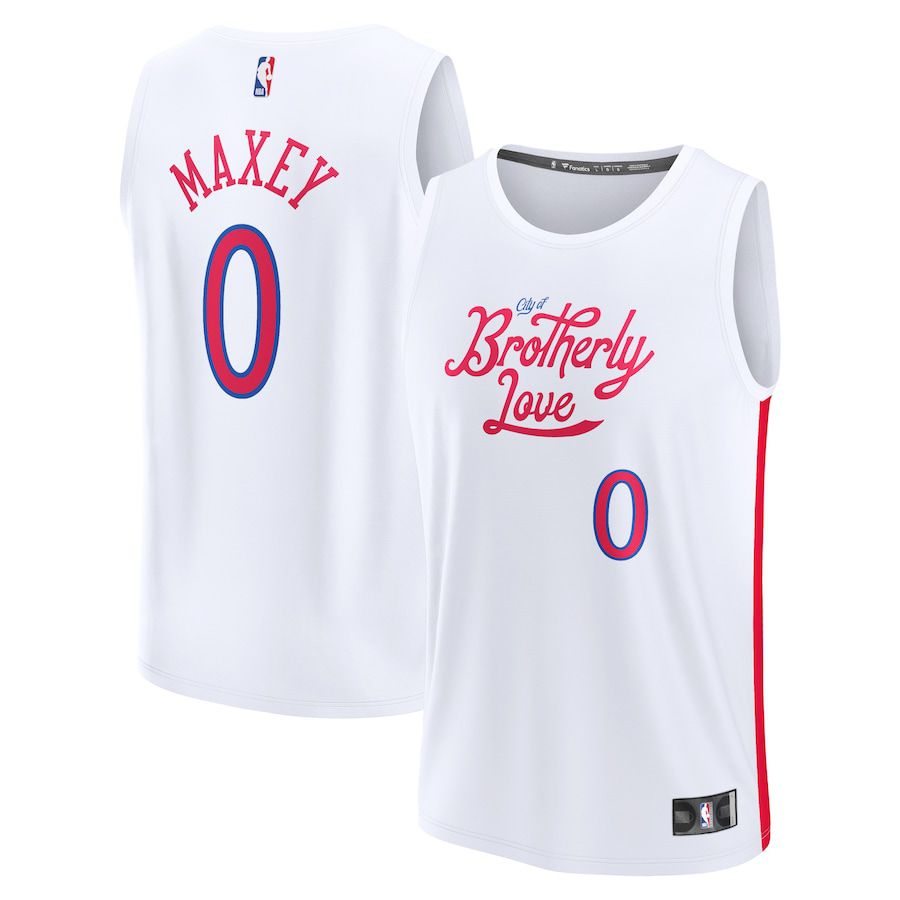 Men Philadelphia 76ers #0 Tyrese Maxey Fanatics Branded White City Edition 2022-23 Fastbreak NBA Jersey